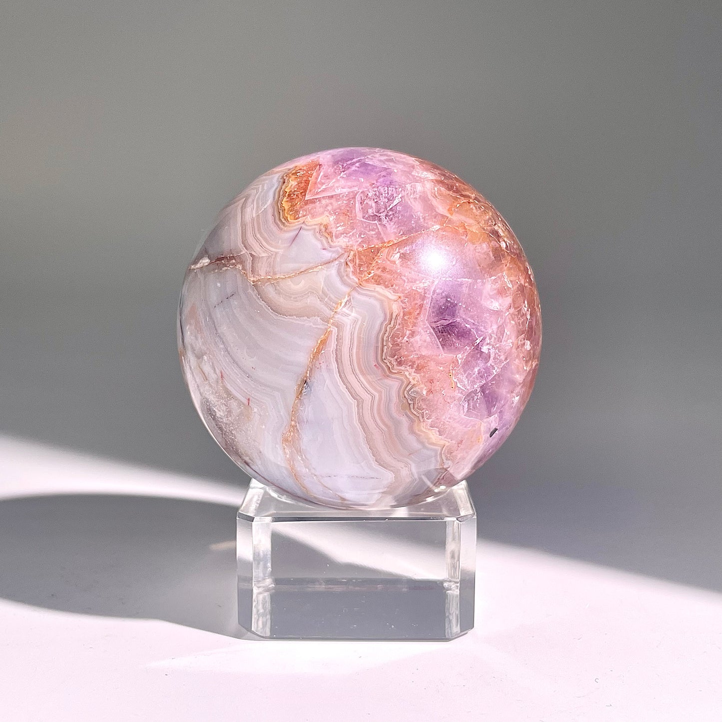 B477◇1点物◇アメジストのアゲート ボール◇55×55×55mm◇天然石・鉱物・パワーストーン