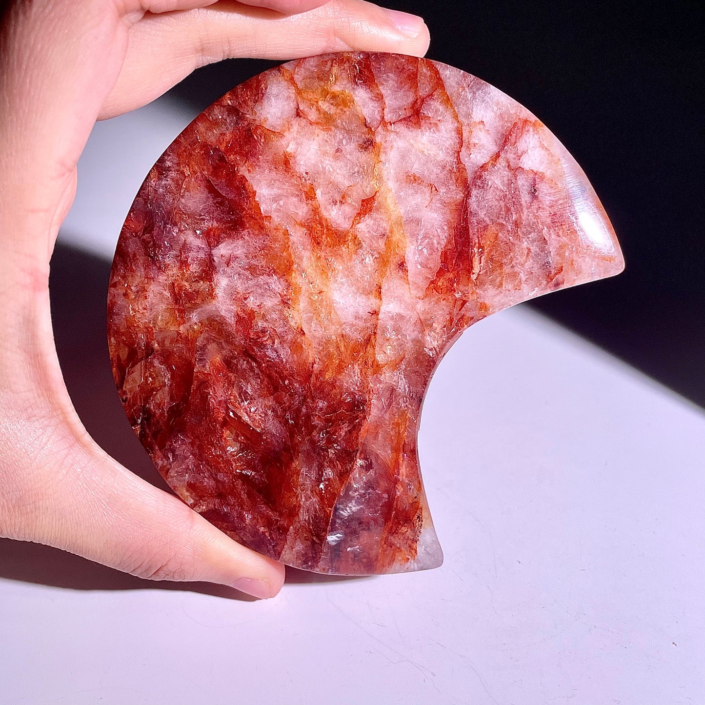 B300◇１点物◇レッドヘマタイトクォーツ ムーン◇101×67×21mm◇天然石・鉱物・パワーストーン