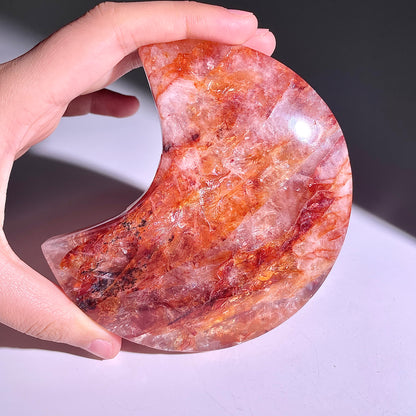 B300◇１点物◇レッドヘマタイトクォーツ ムーン◇101×67×21mm◇天然石・鉱物・パワーストーン