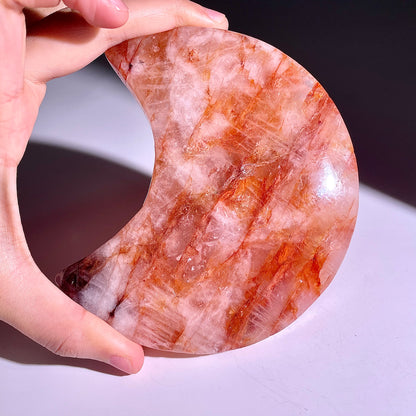 B300◇１点物◇レッドヘマタイトクォーツ ムーン◇101×67×21mm◇天然石・鉱物・パワーストーン