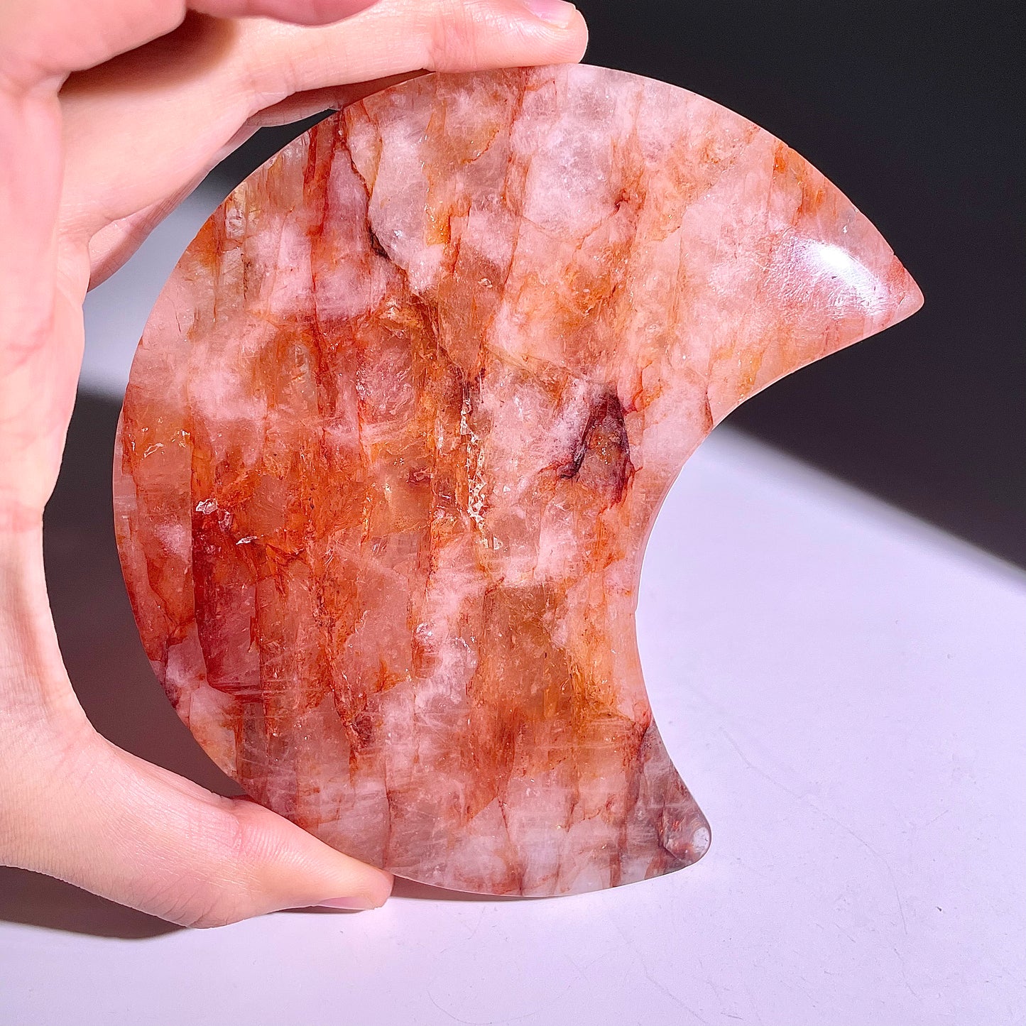 B300◇１点物◇レッドヘマタイトクォーツ ムーン◇101×67×21mm◇天然石・鉱物・パワーストーン