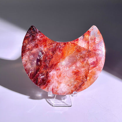 B301◇１点物◇レッドヘマタイトクォーツ ムーン◇128×81×23mm◇天然石・鉱物・パワーストーン