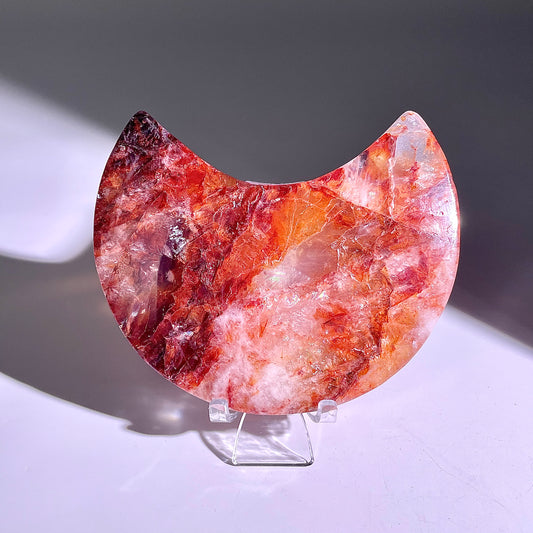 B301◇１点物◇レッドヘマタイトクォーツ ムーン◇128×81×23mm◇天然石・鉱物・パワーストーン