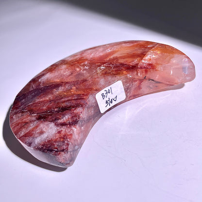 B301◇１点物◇レッドヘマタイトクォーツ ムーン◇128×81×23mm◇天然石・鉱物・パワーストーン