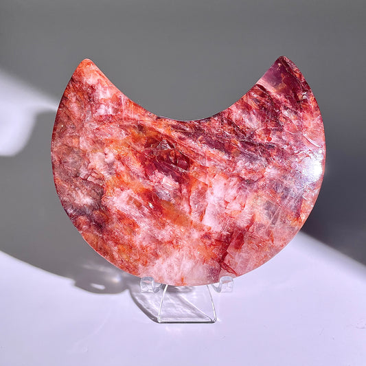 B302◇１点物◇レッドヘマタイトクォーツ ムーン◇130×79×24mm◇天然石・鉱物・パワーストーン