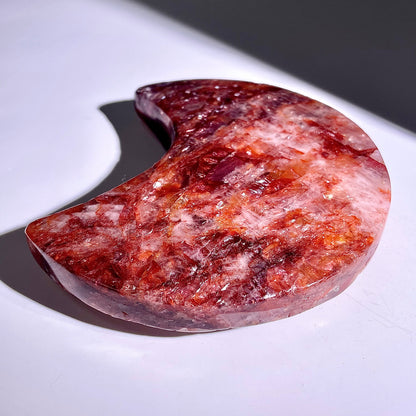 B302◇１点物◇レッドヘマタイトクォーツ ムーン◇130×79×24mm◇天然石・鉱物・パワーストーン
