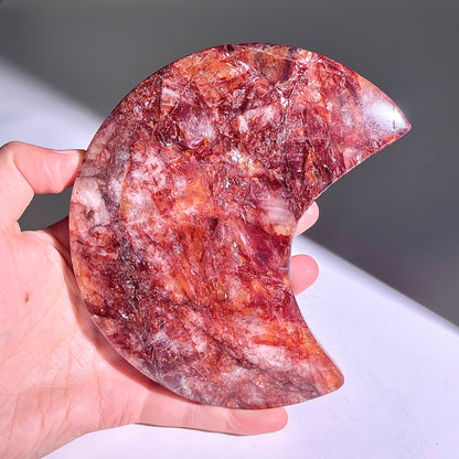 B302◇１点物◇レッドヘマタイトクォーツ ムーン◇130×79×24mm◇天然石・鉱物・パワーストーン