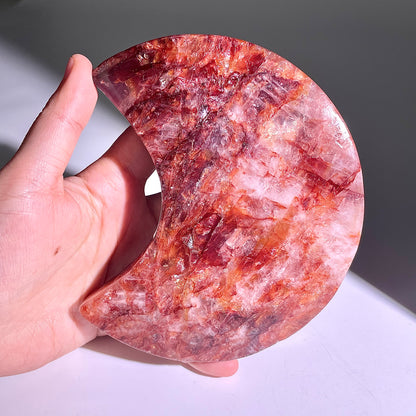 B302◇１点物◇レッドヘマタイトクォーツ ムーン◇130×79×24mm◇天然石・鉱物・パワーストーン