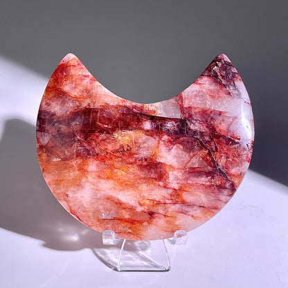 B303◇１点物◇レッドヘマタイトクォーツ ムーン◇113×71×23mm◇天然石・鉱物・パワーストーン