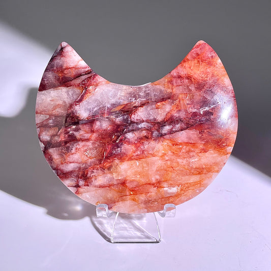 B303◇１点物◇レッドヘマタイトクォーツ ムーン◇113×71×23mm◇天然石・鉱物・パワーストーン