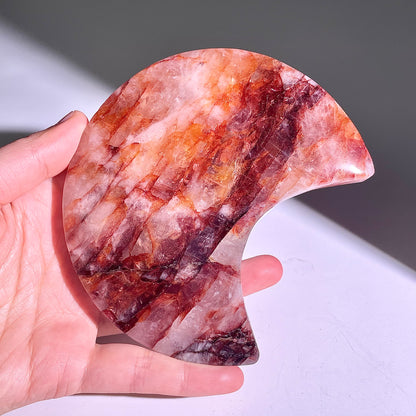 B303◇１点物◇レッドヘマタイトクォーツ ムーン◇113×71×23mm◇天然石・鉱物・パワーストーン