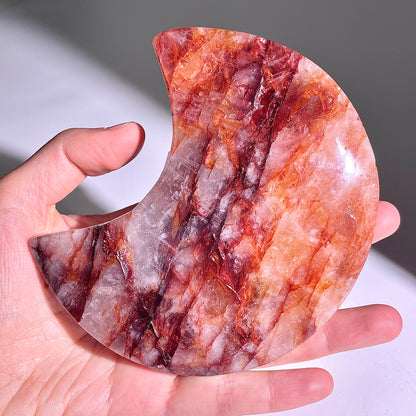 B303◇１点物◇レッドヘマタイトクォーツ ムーン◇113×71×23mm◇天然石・鉱物・パワーストーン