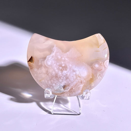 B329◇１点物◇桜瑪瑙 ムーン◇54×36×13mm◇天然石・鉱物・パワーストーン