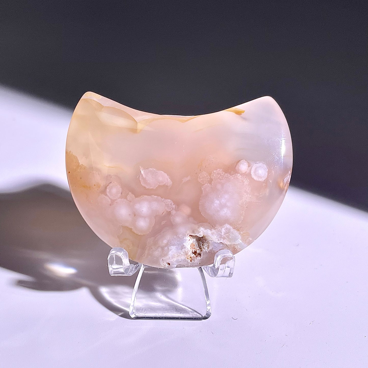 B329◇１点物◇桜瑪瑙 ムーン◇54×36×13mm◇天然石・鉱物・パワーストーン