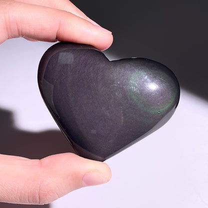B377◇１点物◇ レインボーオブシディアン ハート◇44×60×23mm◇天然石・鉱物・パワーストーン