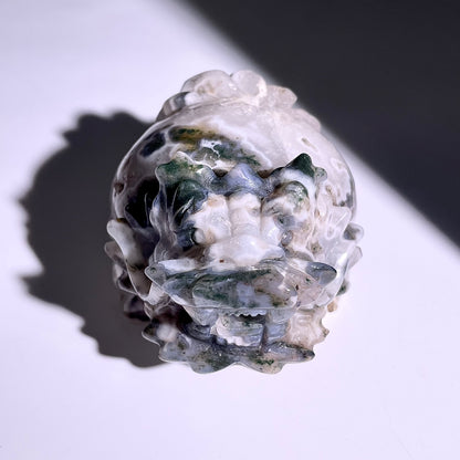 B411◇１点物◇モスアゲート  竜亀◇100×80×72mm◇天然石・鉱物・パワーストーン