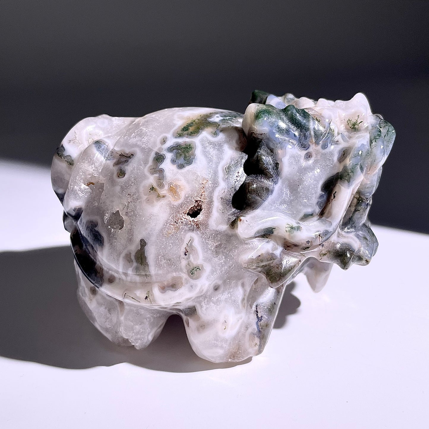 B411◇１点物◇モスアゲート  竜亀◇100×80×72mm◇天然石・鉱物・パワーストーン