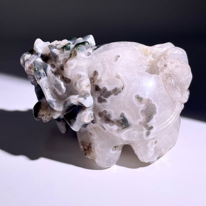 B411◇１点物◇モスアゲート  竜亀◇100×80×72mm◇天然石・鉱物・パワーストーン