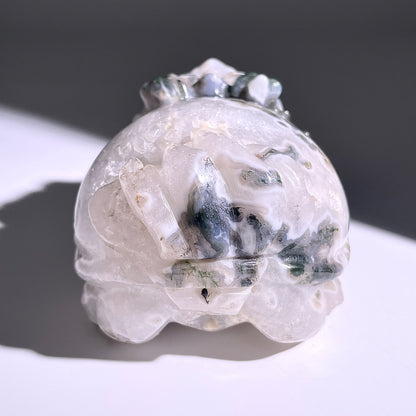 B411◇１点物◇モスアゲート  竜亀◇100×80×72mm◇天然石・鉱物・パワーストーン