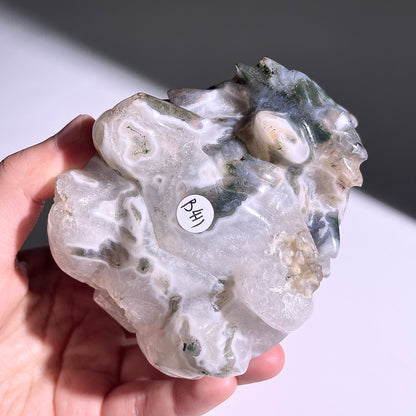 B411◇１点物◇モスアゲート  竜亀◇100×80×72mm◇天然石・鉱物・パワーストーン