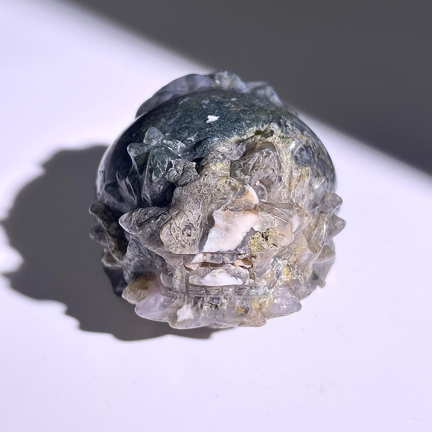 B417◇１点物◇モスアゲート  竜亀◇63×56×40mm◇天然石・鉱物・パワーストーン