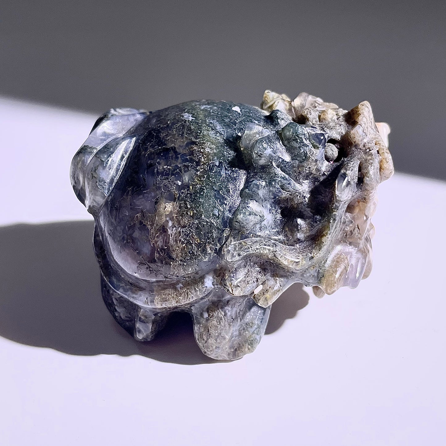 B417◇１点物◇モスアゲート  竜亀◇63×56×40mm◇天然石・鉱物・パワーストーン