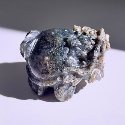 B417◇１点物◇モスアゲート  竜亀◇63×56×40mm◇天然石・鉱物・パワーストーン