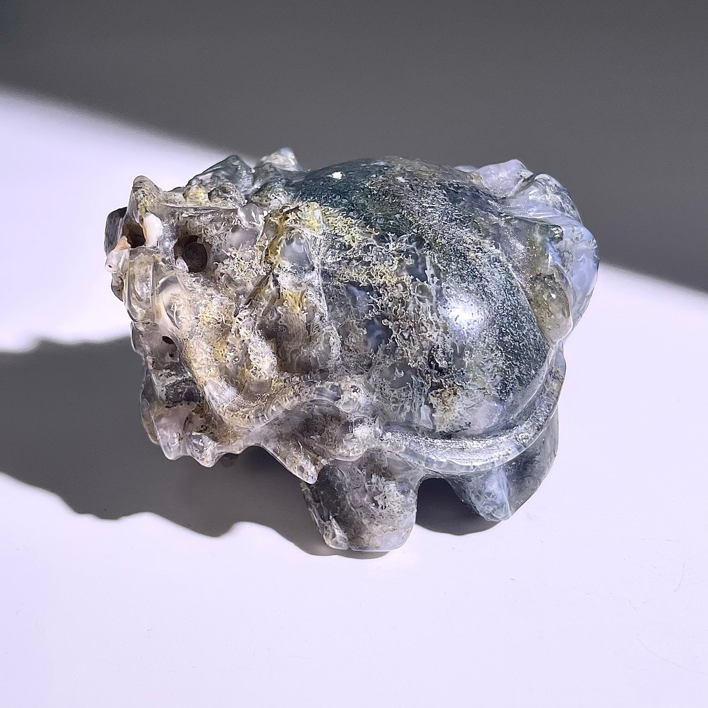 B417◇１点物◇モスアゲート  竜亀◇63×56×40mm◇天然石・鉱物・パワーストーン