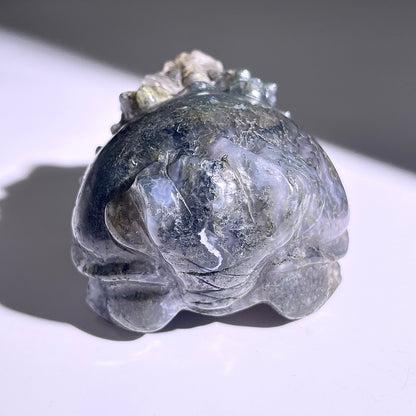 B417◇１点物◇モスアゲート  竜亀◇63×56×40mm◇天然石・鉱物・パワーストーン