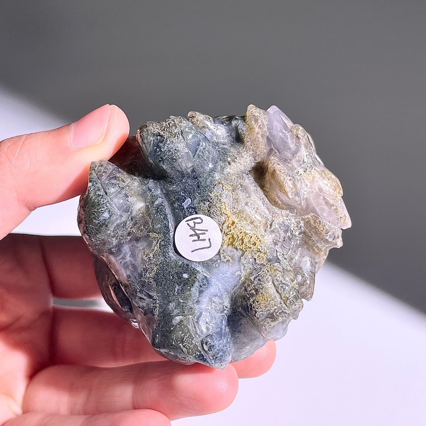 B417◇１点物◇モスアゲート  竜亀◇63×56×40mm◇天然石・鉱物・パワーストーン