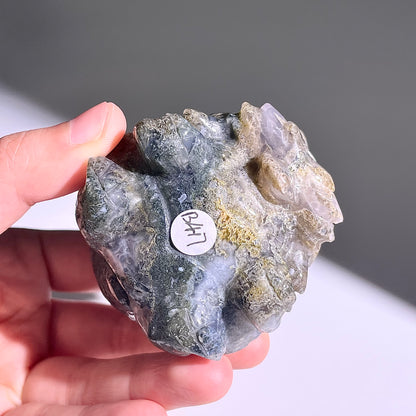 B417◇１点物◇モスアゲート  竜亀◇63×56×40mm◇天然石・鉱物・パワーストーン