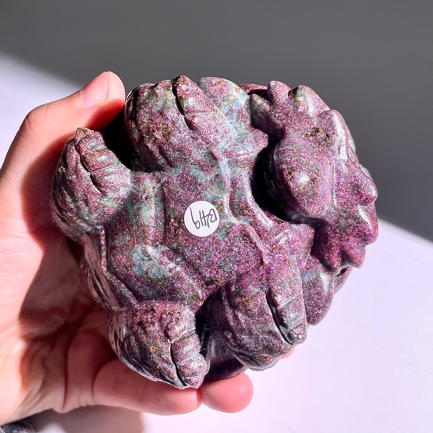 B419◇１点物◇ルビーインゾイサイト  竜亀◇101×90×66mm◇天然石・鉱物・パワーストーン