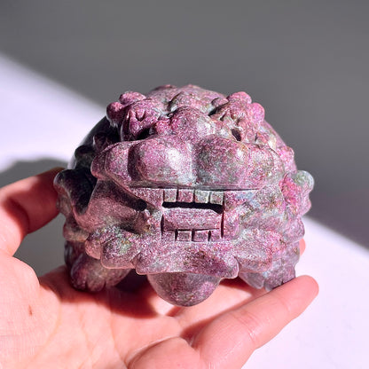 B419◇１点物◇ルビーインゾイサイト  竜亀◇101×90×66mm◇天然石・鉱物・パワーストーン