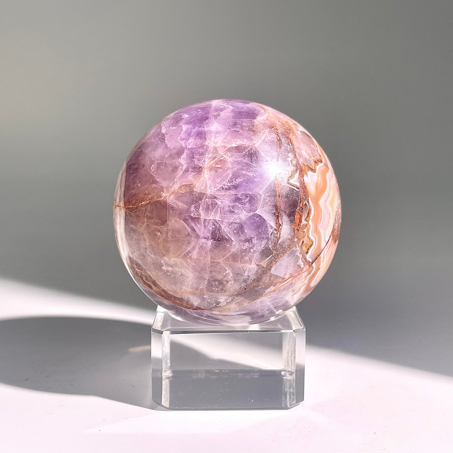 B476◇１点物◇アメジストのアゲート ボール◇54×54×54mm◇天然石・鉱物・パワーストーン