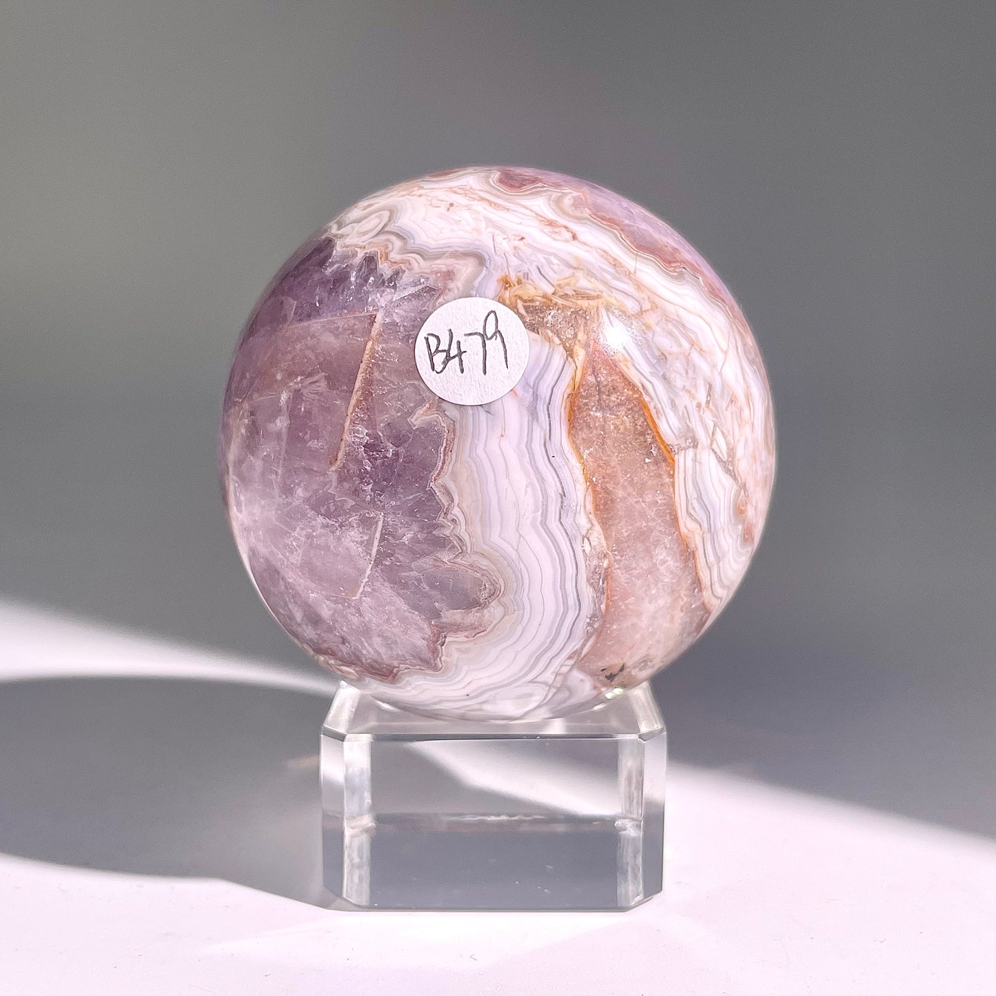 B479◇１点物◇アメジストのアゲート ボール◇58×58×58mm◇天然石・鉱物・パワーストーン