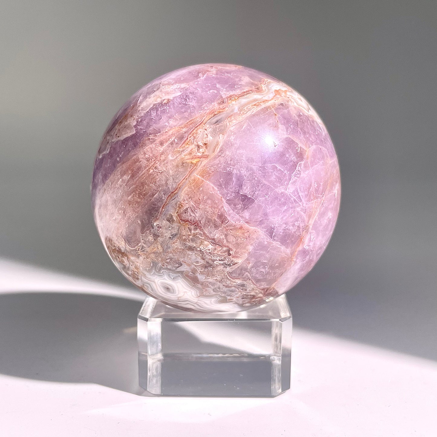 B479◇１点物◇アメジストのアゲート ボール◇58×58×58mm◇天然石・鉱物・パワーストーン