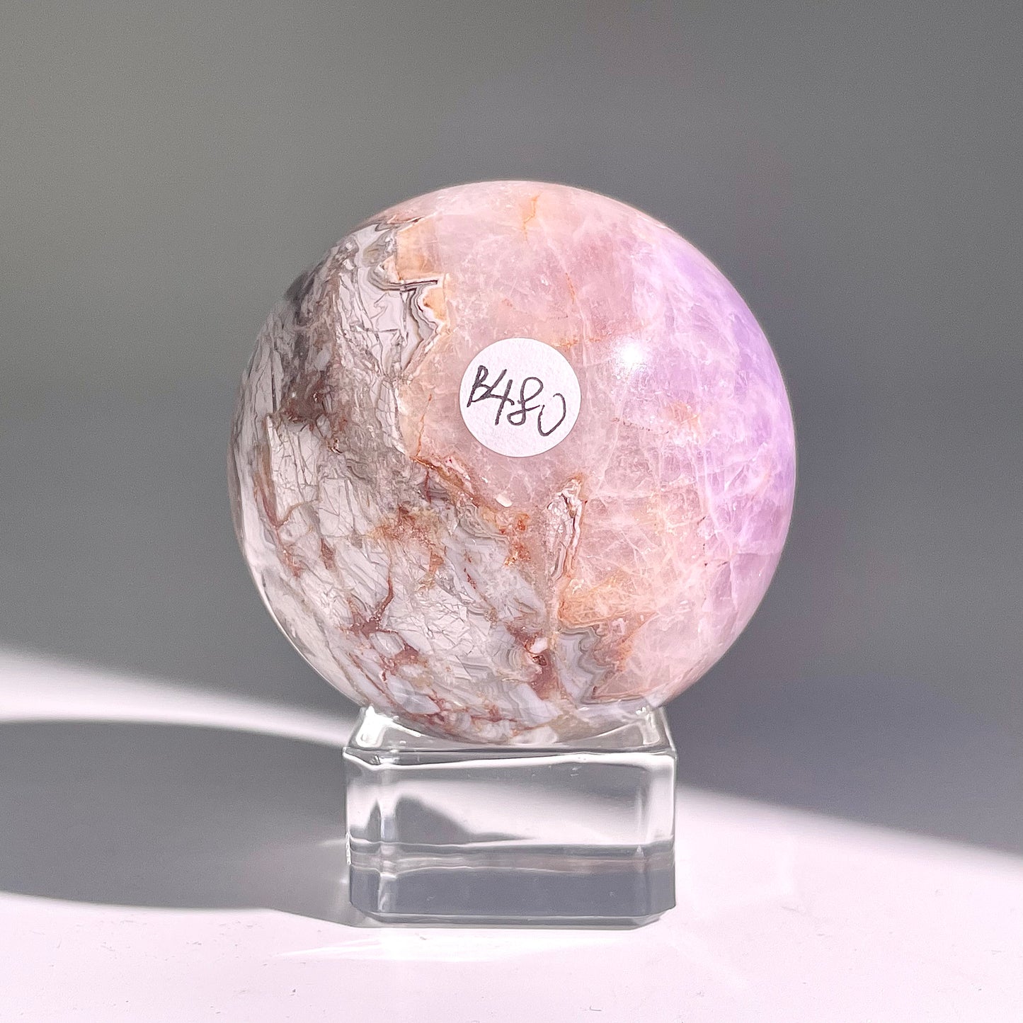 B480◇１点物◇アメジストのアゲート ボール◇53×53×53mm◇天然石・鉱物・パワーストーン