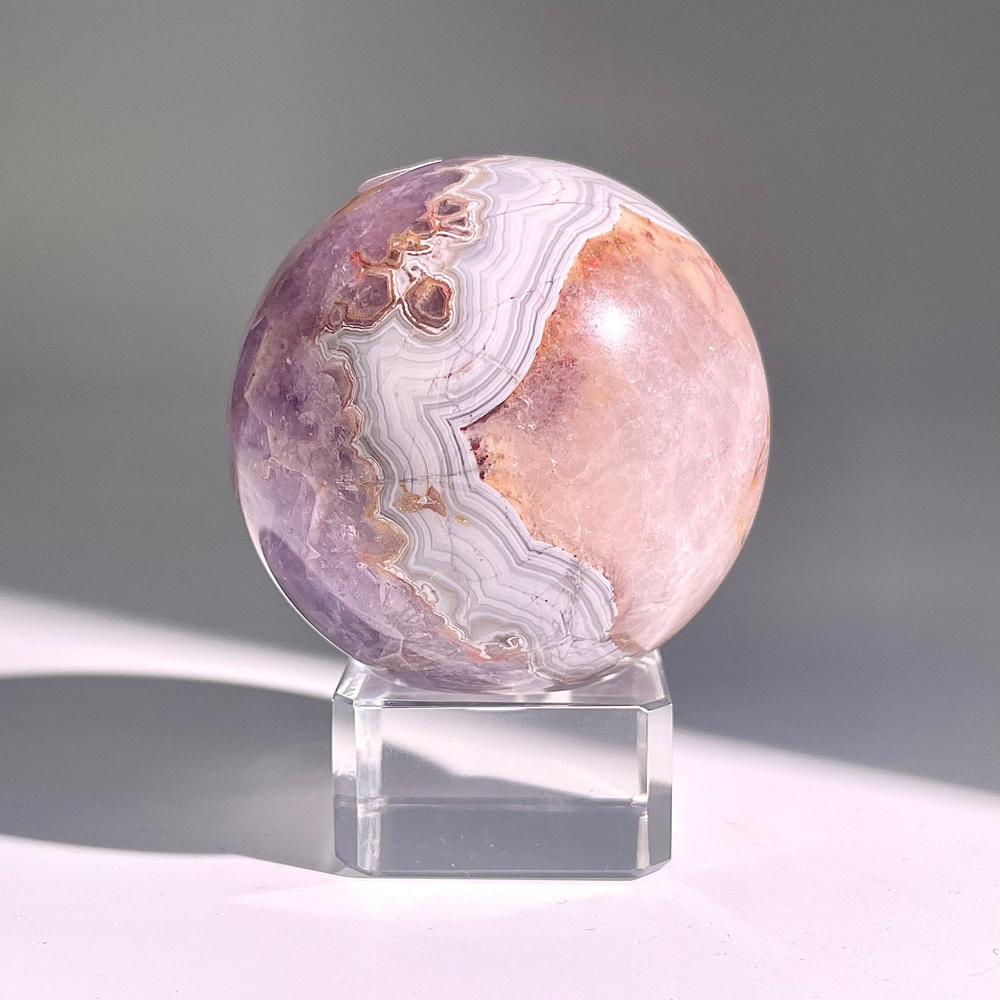 B482◇１点物◇アメジストのアゲート ボール◇56×56×56mm◇天然石・鉱物・パワーストーン