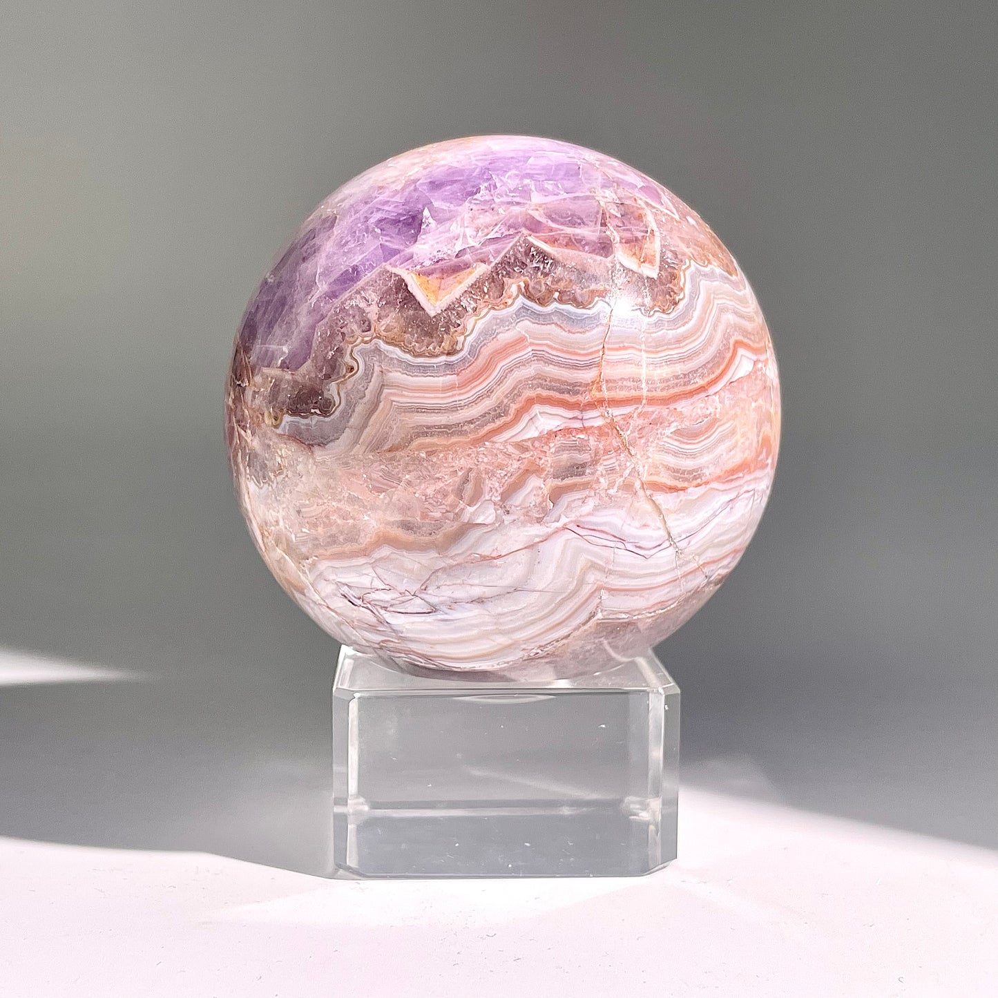 B483◇１点物◇アメジストのアゲート ボール◇65×65×65mm◇天然石・鉱物・パワーストーン