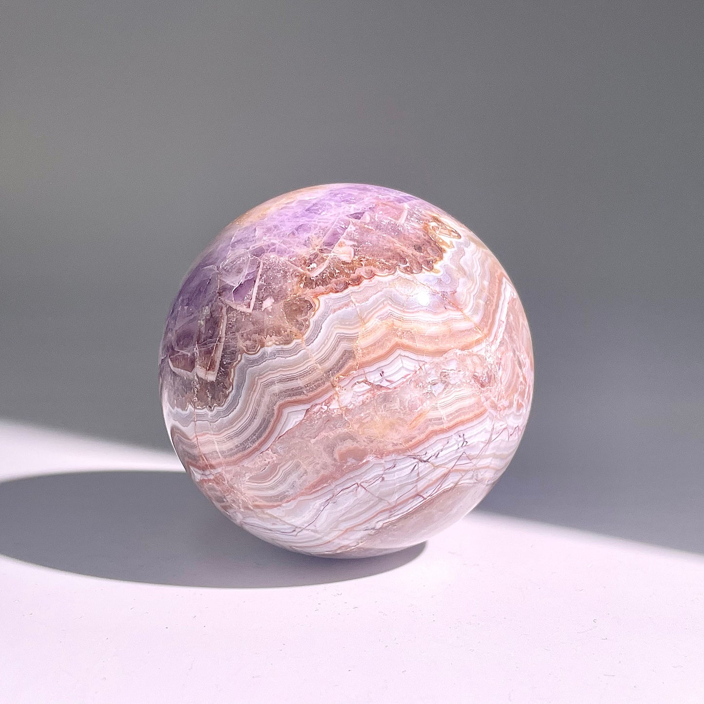 B483◇１点物◇アメジストのアゲート ボール◇65×65×65mm◇天然石・鉱物・パワーストーン